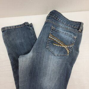 Mudd Jeans Women's Juniors 13 Blue Straight Leg Embroidered Whiskers